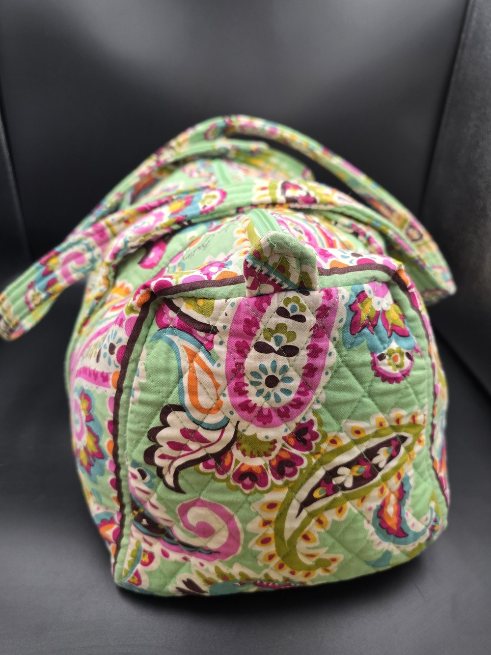 Vera Bradley Quilted Paisley Duffel in Mint Green and Pink - Picture 7 of 16